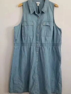 Ava & Viv Cotton Light Blue Denim Shirt Dress NWT PLUS SIZE 3X